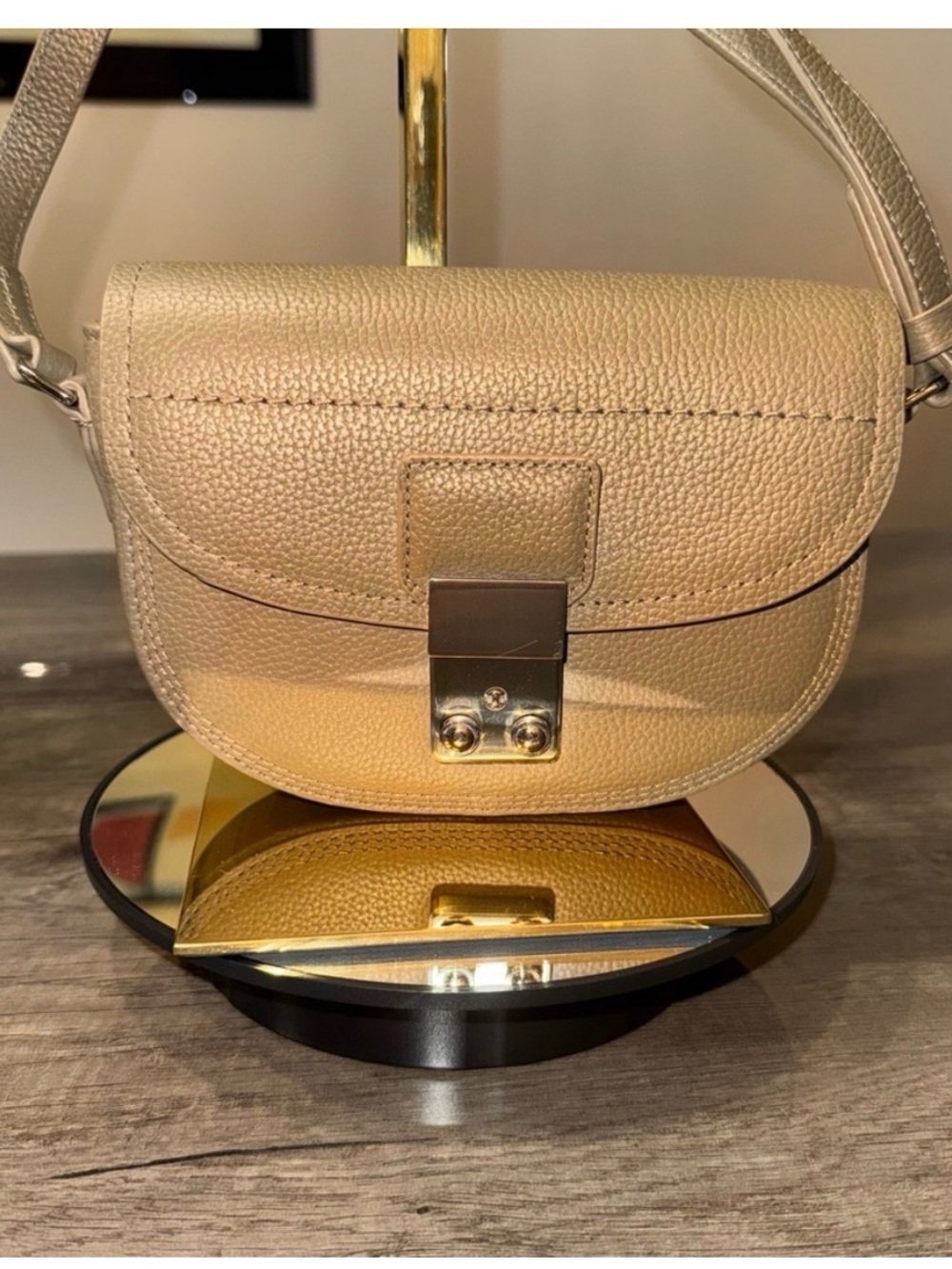 PRIVATE: 3.1 Phillip Lim Pebbled Cream Saddle Satchel with Silver Lock